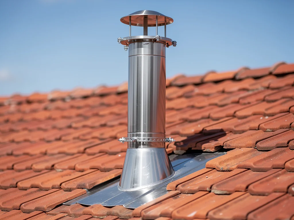Sortie de toit et conduit de fumée inox installés par un couvreur